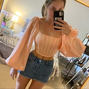 Balloon sleeve corset top